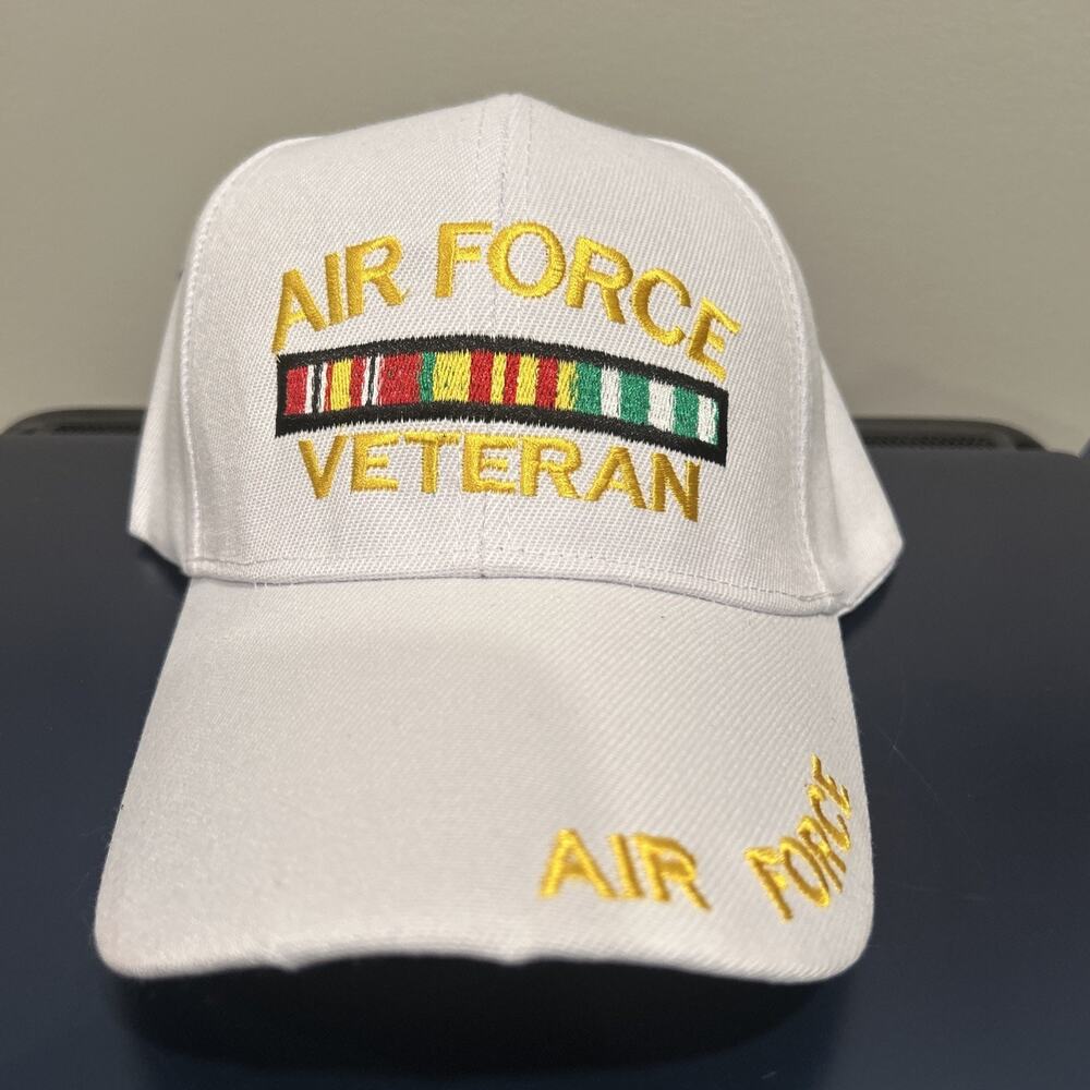 Air Force VETERAN Adjustable HAT U.S MILITARY NWT White